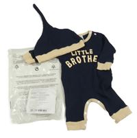 Nové - Čierno-béžový overal s nápisem + čapica Shein