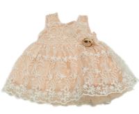 Lososovo-biele čipkové šaty s květem