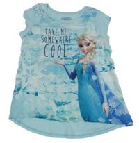 Svetlomodré vzorované tričko s Elsou Disney