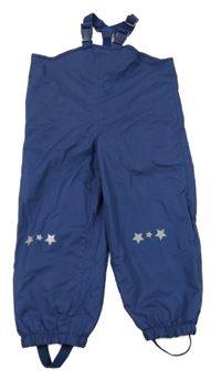 Tmavomodré šusťákové nepromokavé laclové podšité kalhoty s hvězdičkami POCOPIANO