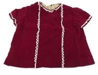 Vínová manšestrová halenka s krajkou