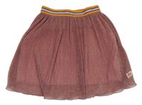 Ružová trblietavá tylocá plisovaná sukňa s pruhovaným pasom