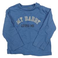 Tmavomodré triko s nápisem Tu