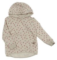 Světlešedá melírovaná květovaná mikina s kapucí Topolino