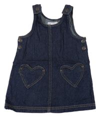 Tmavomodré rifľové na traké šaty so srdiečkami Denim Co.
