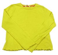 Žlutozelené rebrované úpletové crop tričko M&S