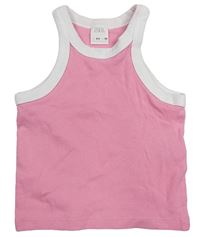 Ružovo-biely rebrovaný crop top Zara