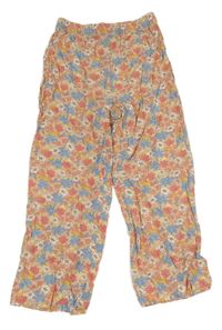 Broskvové turecké kalhoty s kytičkami H&M