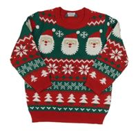 Červeno-zelený vzorovaný sveter so Santy Primark