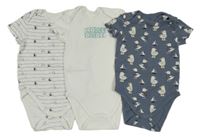 3x - Biele + bielo-modré pruhované + modré body so zvieratkami C&A