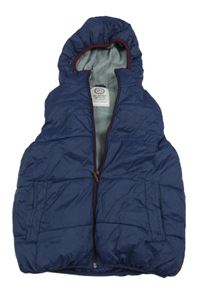 Tmavomodrá šušťáková zateplená vesta s kapucňou zn. Next