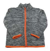 Sivá melírovaná fleecová prepínaci mikina s oranžovými lemy Infinity