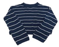 Tmavomodro-biely pruhovaný crop sveter H&M