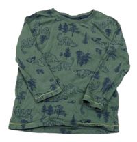 Khaki-modré triko s dinosaury Kids 