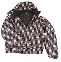 Farebná kockovaná zimná bunda s kapucňou Alive