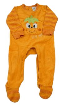 Oranžovo-pruhovaný sametový overal s dýní 