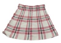 Bielo-ružovo-čierna kockovaná pletená sukňa