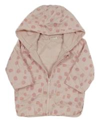 Světlerůžová puntíkovaná plátěná jarní bunda s kapucí Next 