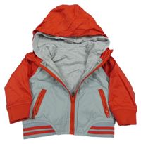 3v1 - Šedo-červená šusťáková jarní bunda s kapucí 