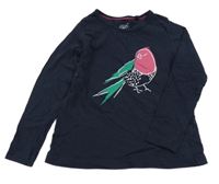 Tmavomodré tričko s vtáčikom Lupilu
