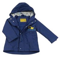 Námořnicky modrá nepromokavá jarní bunda s bagrem a kapucí Impidimpi