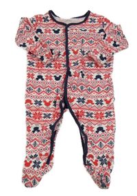 Bielo-červeno-tmavmodrý vzorovaný overal George