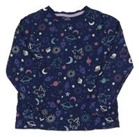 Tmavomodré triko s vesmírem Primark