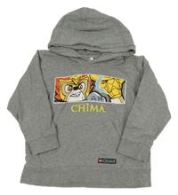 Šedá melírovaná mikina Chima s kapucňou