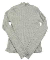 Sivý rebrovaný sveter so stojačikom Primark