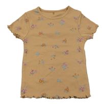 Béžové kytičkované žebrované tričko George 