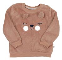 Svetloružová chlpatá mikina s medvedíkom Liegelind