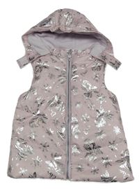 Svetloružová šušťáková prešívaná zateplená vesta s Elsou a kapucňou Disney