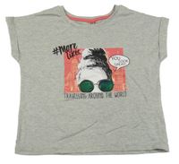 Sivé crop tričko s potlačou Y.F.K.