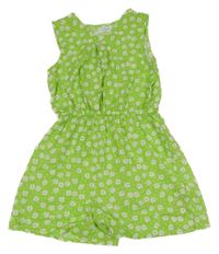 Limetkový kraťasový overal s kytičkami Primark