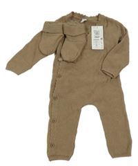 Nové - 2set - Hnědý vzorovaný zavinovací overal + capáčky M&S