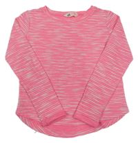 Neónově ružovo-biely pruhovaný ľahký sveter H&M
