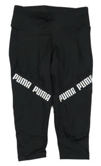 Černé sportovní capri legíny s logy Puma