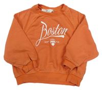 Oranžová oversize mikina s nápisom H&M