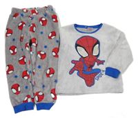 Šedo-modré chlupaté pyžamo se Spider-manem 