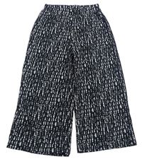 Čierno-sivo-biele vzorované culottes nohavice F&F