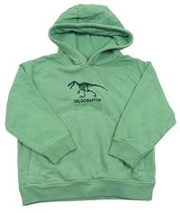 Zelená oversize mikina s kostrou dinosaura a kapucňou Next