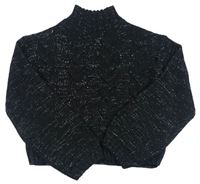 Čierno-strieborný vzorovaný crop svetrový rolák zn. M&Co