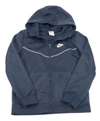 Tmavomodrošedá prepínaci športová mikina s logom a kapucňou Nike