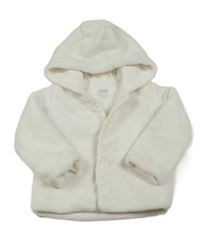 Bílý plyšový zateplený kabátek s kapucňou mamas&papas