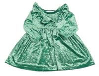 Zelené sametové šaty s volánky H&M