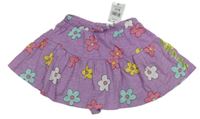 Nové - Lila bavlnená kvetovaná sukňa s všitými kraťasy Matalan