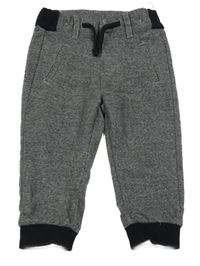 Tmavošedo-černé melírované chino teplákové kalhoty C&A