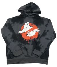 Černo-tmavošedá batikovaná mikina s duchem - GHOStBURSTERS a kapucí H&M