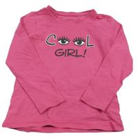 Tmavoružové tričko s očima a nápismi TCM