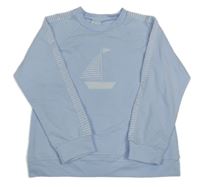 Světlemodro-biela mikina s lodičkou a pruhmi tutto piccolo